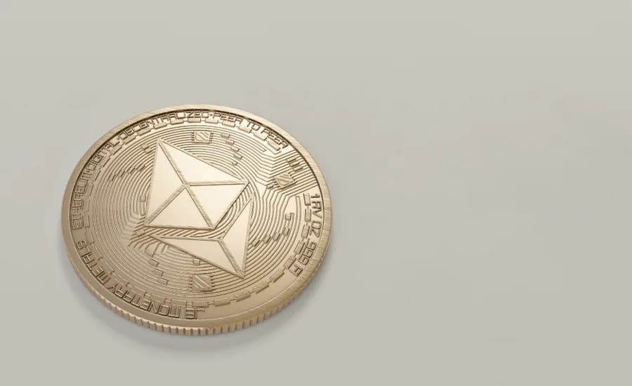 Crypto coin on a neutral surface